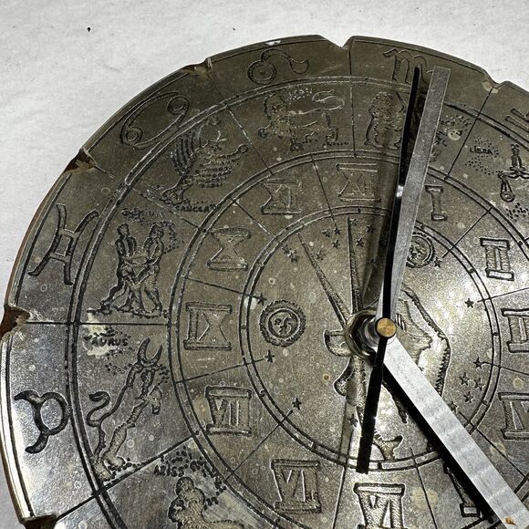 Astrology Zodiac sign navigation Sundial Metal Wood clock 7” - Picture 6 of 8